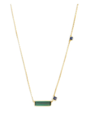 YI Collection 18K yellow gold green tourmaline and sapphire bar necklace