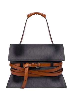 Moschino leather-trimmed denim shoulder bag - Black