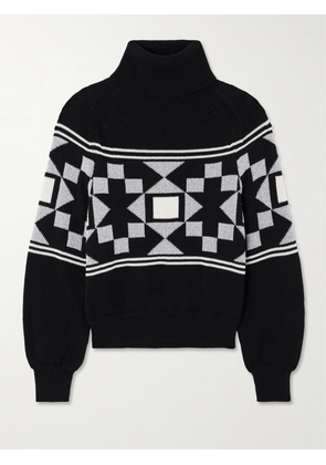 HIGH SPORT - Lara Intarsia-knit Metallic Cotton-blend Turtleneck Sweater - Black - x small,small,medium,large,x large