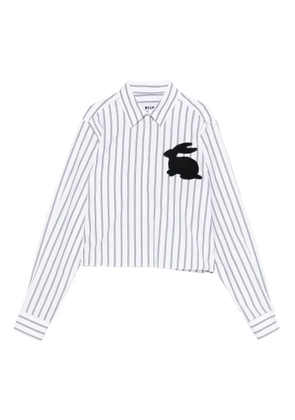 MSGM striped rabbit-appliqué shirt - White