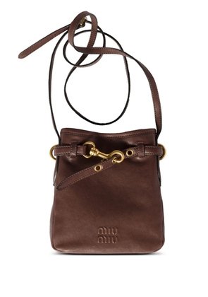 Miu Miu embossed-logo leather pouch - Brown