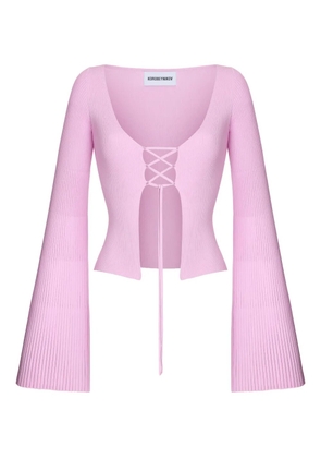 KOROBEYNIKOV lace-up ribbed top - Pink