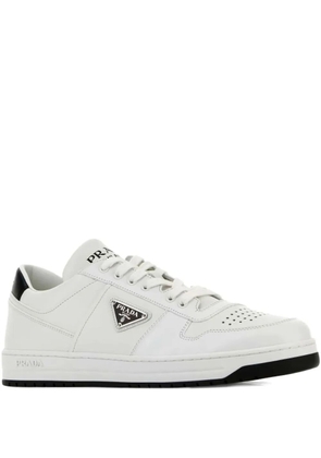 Prada leather logo-plaque sneakers - White