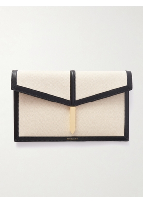 DeMellier - Tokyo Leather-trimmed Canvas Clutch - Neutrals - One size