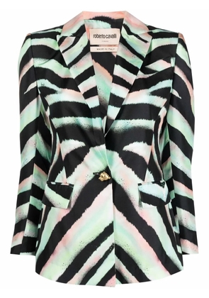 Roberto Cavalli zebra-print silk blazer - Black