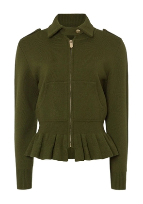 Temperley London ruffled napoleon knit jacket - Pine green