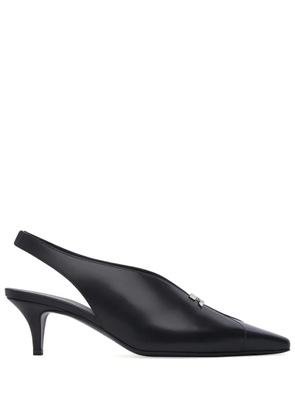Courrèges leather slingbacks with logo plaque - Black