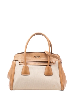 Prada Pre-Owned 2010-2025 Saffiano Cuir Trimmed Canapa satchel - Brown