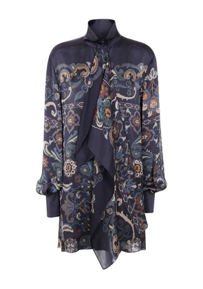 sacai floral-print ruffled mini dress - Blue