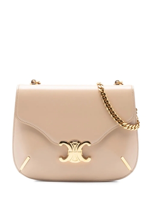 Celine Pre-Owned 2022 Teen Shiny Calfskin Triomphe Besace Clea Chain crossbody bag - Brown