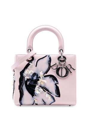 Christian Dior Pre-Owned 2015 Medium Calfskin Sequin Embellished Lady Dior satchel - Pink