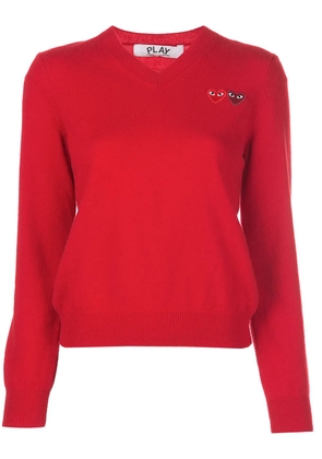 Comme Des Garçons Play knitted v-neck heart jumper - Red