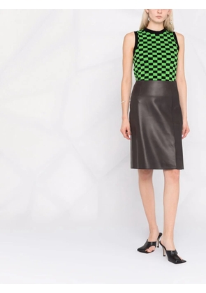 Ferragamo slim leather midi skirt - Brown