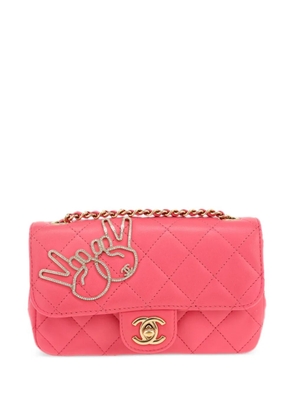 CHANEL Pre-Owned 2017 mini V For Victory Flap shoulder bag - Pink