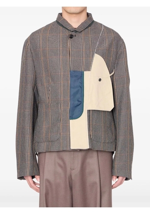 Kolor checked panelled jacket - Brown