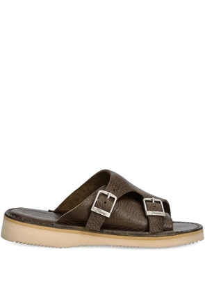 Fracap double-buckle leather sandals - Brown