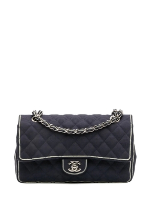 CHANEL Pre-Owned 2014 Medium Classic Printed Grosgrain Double Flap shoulder bag - Blue