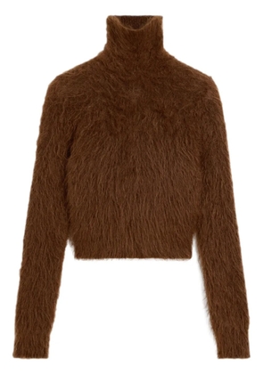 AMI Paris brushed-effect roll-neck jumper - Brown