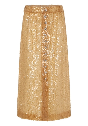Rabanne sequin-embroidered skirt - Neutrals