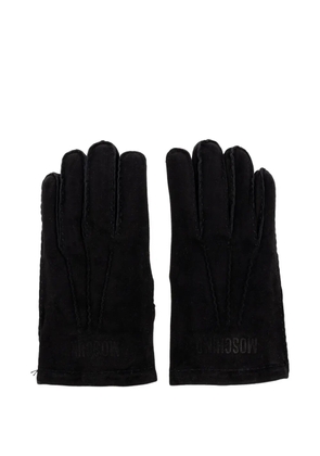 Moschino logo-detail suede gloves - Black
