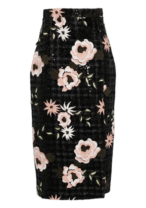 Elie Saab embroidered tweed skirt - Black