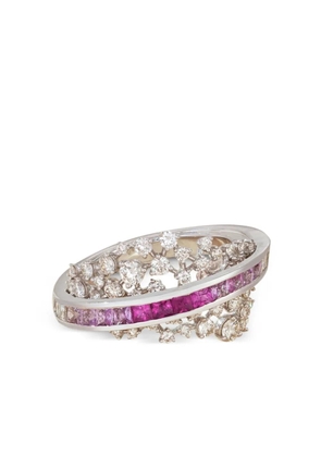 Ananya 18K white gold Scatter Energy diamond and sapphire ring - Silver