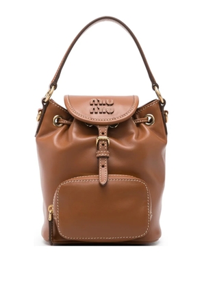 Miu Miu logo flap-top mini bag - Brown