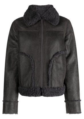 Zadig&Voltaire Kade shearling-trim leather jacket - Grey
