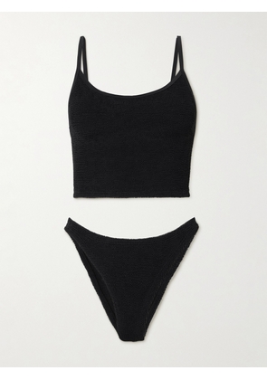 Hunza G - Strap Seersucker Bikini - Black - Beachwear One Size
