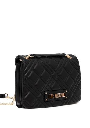 Love Moschino logo-plaque quilted crossbody bag - Black