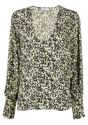 GANNI abstract-print blouse - Black