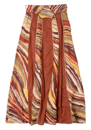 Muller Of Yoshiokubo abstract-pattern midi skirt - Orange