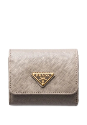 Prada triangle-logo saffiano leather wallet - Neutrals