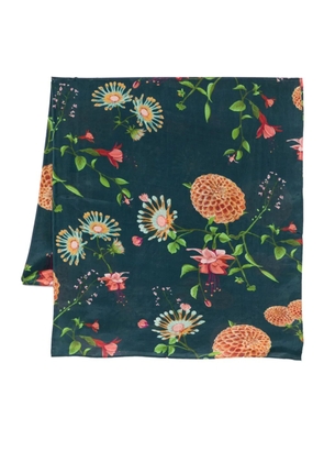 YAVI floral-print silk scarf - Blue