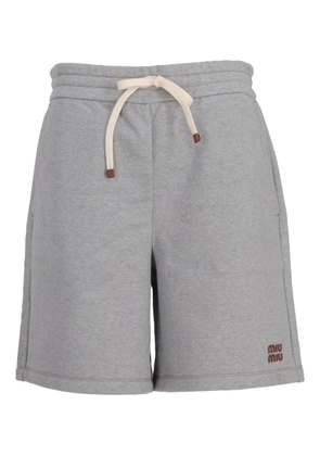 Miu Miu logo-embroidered fleece shorts - Grey