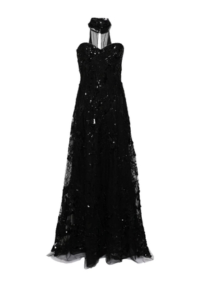 Saiid Kobeisy embroidered strapless gown - Black