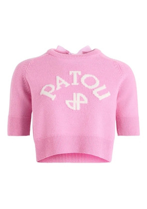 Patou logo-intarsia ribbon-detailed sweater - Pink