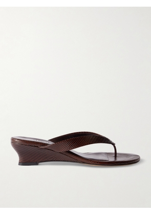 Le Monde Béryl - Lizard-effect Leather Wedge Sandals - Brown - IT35,IT36,IT36.5,IT37,IT37.5,IT38,IT38.5,IT39,IT39.5,IT40,IT40.5,IT41,IT41.5,IT42