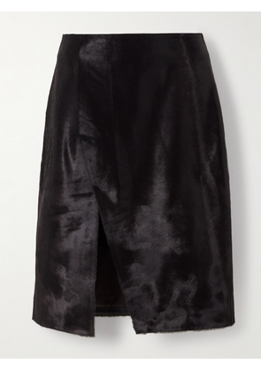 Loulou de Saison - Myra Wrap-effect Calf Hair Midi Skirt - Brown - FR 34,FR 36,FR 38,FR 40,FR 42