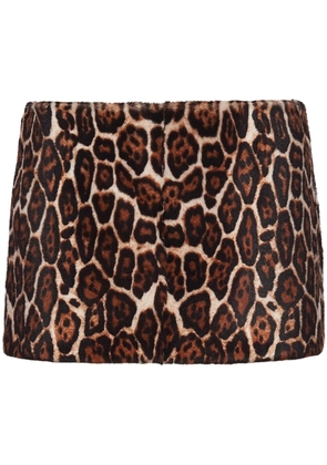 Prada animal-print shearling miniskirt - Brown