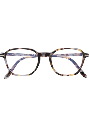 TOM FORD Eyewear tortoiseshell-effect round-frame glasses - Brown