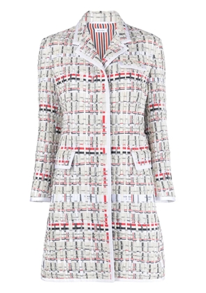 Thom Browne single-breasted tweed coat - Neutrals