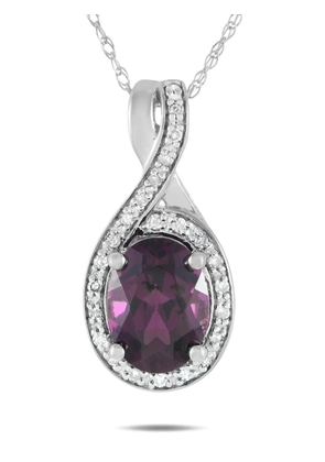 LB Exclusive 14K white gold garnet and diamond necklace - Silver