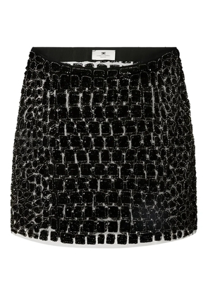 Elisabetta Franchi crocodile-effect embroidered mini skirt - Black