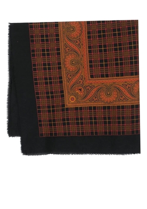 Saint Laurent Pre-Owned 1970s paisley checkered scarf - Black