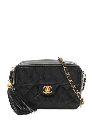 CHANEL Pre-Owned 2010s Matelassé chain fringe shoulder bag - Black