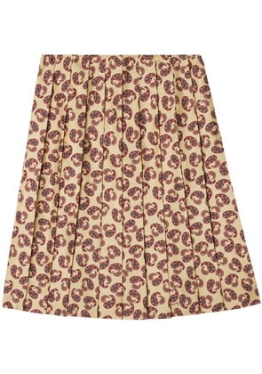 Burberry paisley-print silk pleated midi skirt - Neutrals