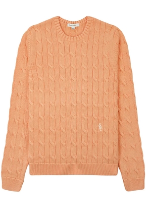 Sporty & Rich logo-embroidered cable-knit jumper - Orange