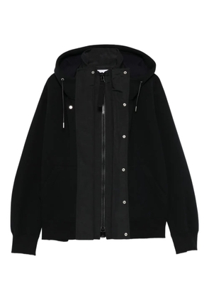 sacai zip-front hooded jacket - Black