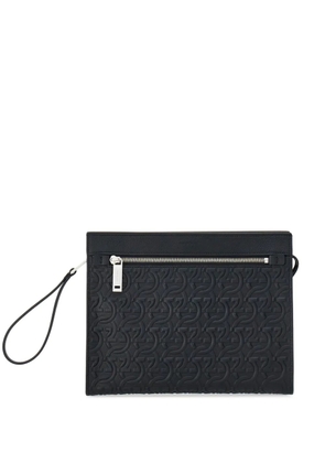 Ferragamo Gancini logo-embossed clutch bag - Black
